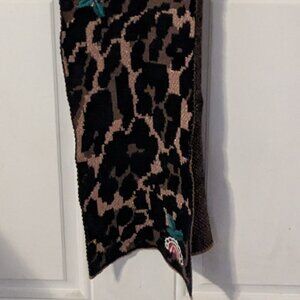 BETSEY JOHNSON Acrylic Blend Leopard Print Floral Oblong Scarf